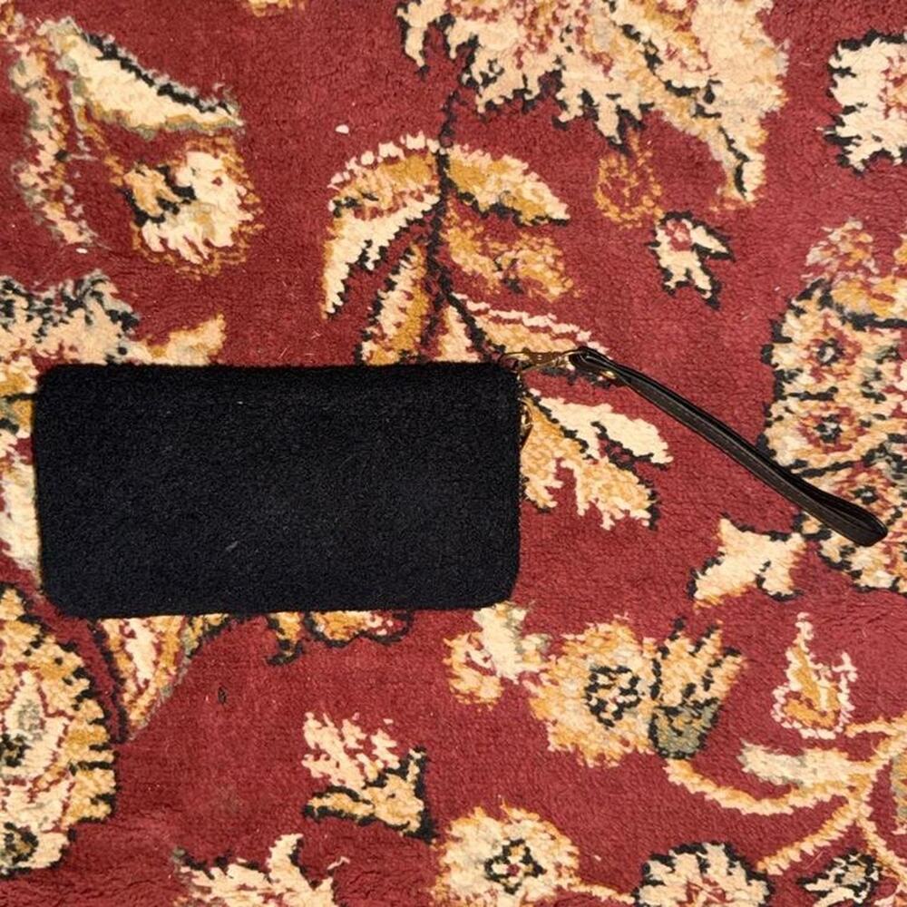 Black velvet pouch with zipper
